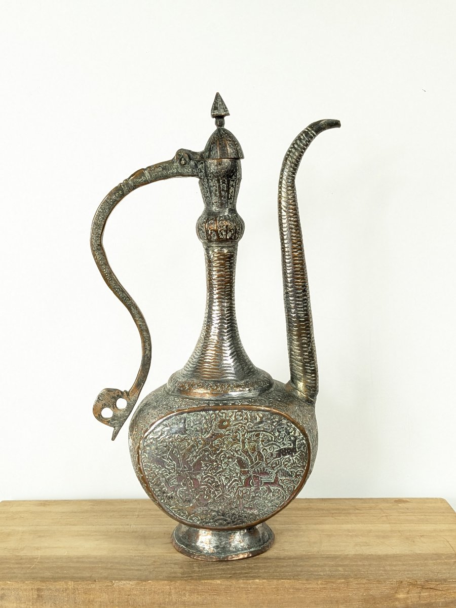 Persian Ewer—copper, 19th Century—iran, Qajar Period-photo-1