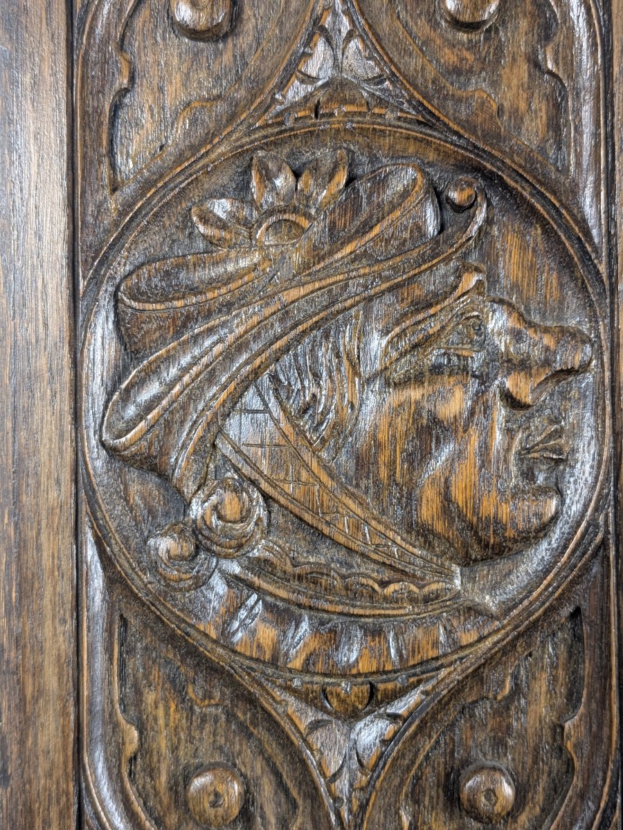 Petit panneau néo-gothique à motif de visage fin XIXe-photo-3