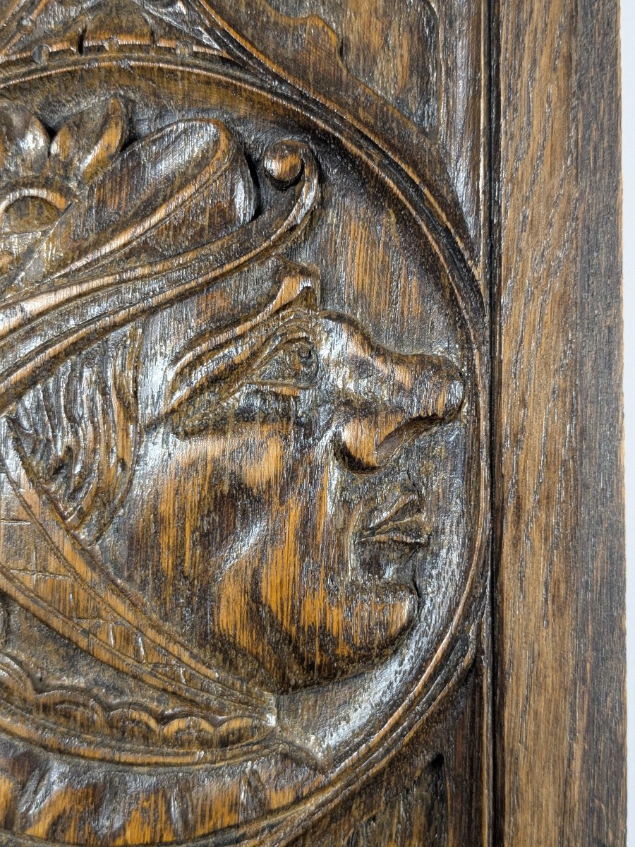 Petit panneau néo-gothique à motif de visage fin XIXe-photo-4