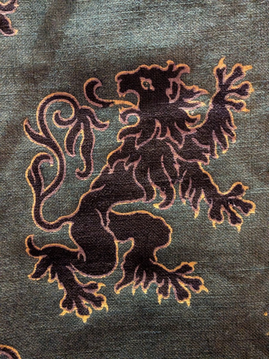 Tenture à décor néo-gothique - lions héraldiques - circa 1880-photo-3