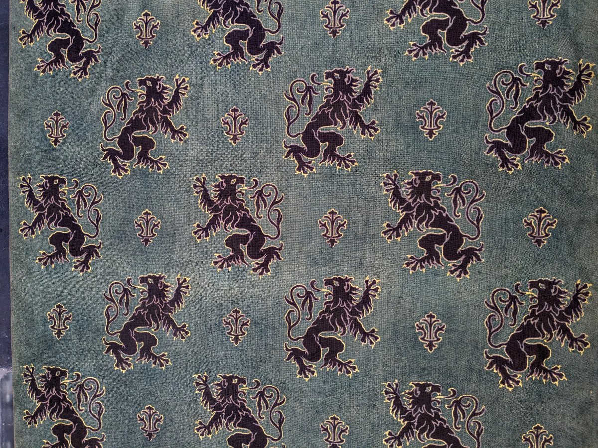 Tenture à décor néo-gothique - lions héraldiques - circa 1880-photo-4