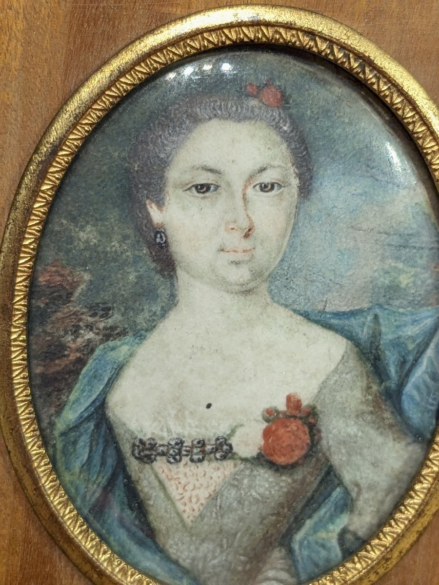 Two Portraits Of Women, Miniatures On Vellum, Circa 1730-photo-4
