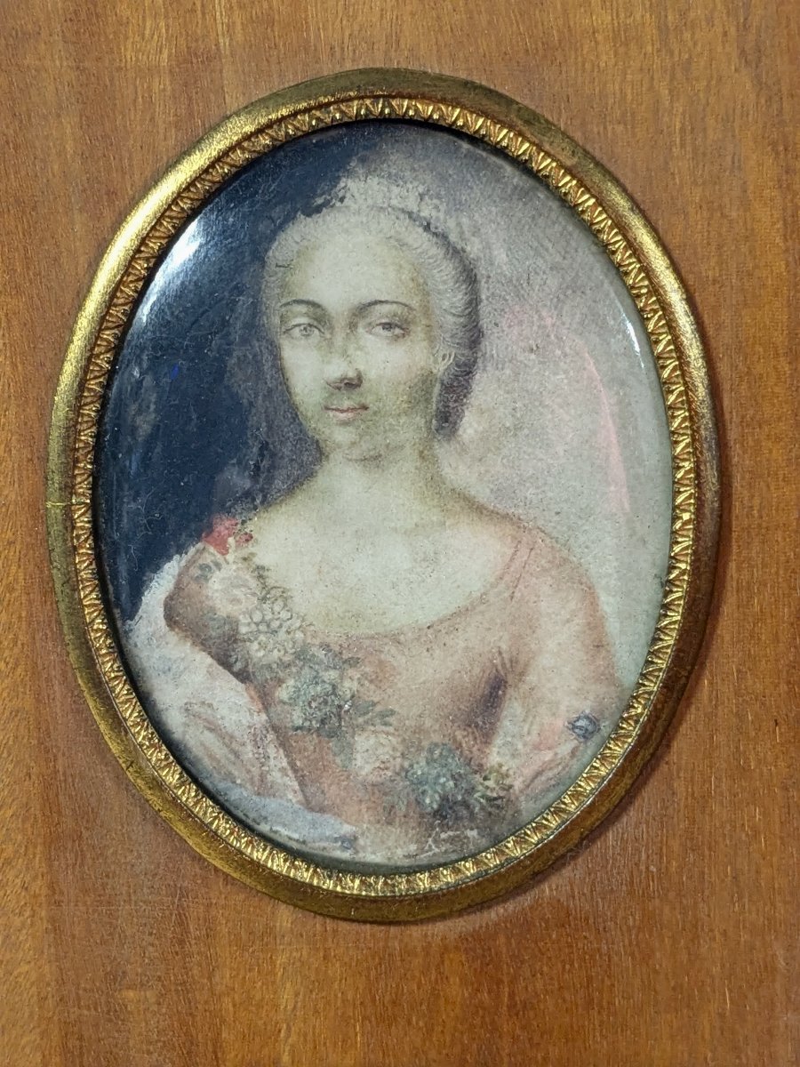 Two Portraits Of Women, Miniatures On Vellum, Circa 1730-photo-5