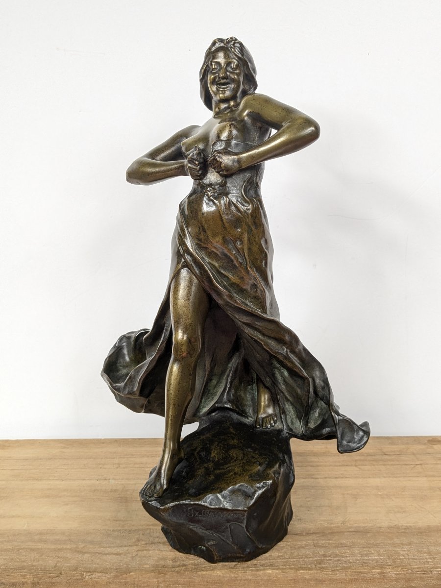 "the Little Giddygirl"—bronze By Fix-masseau (1869–1937), Circa 1900.-photo-1