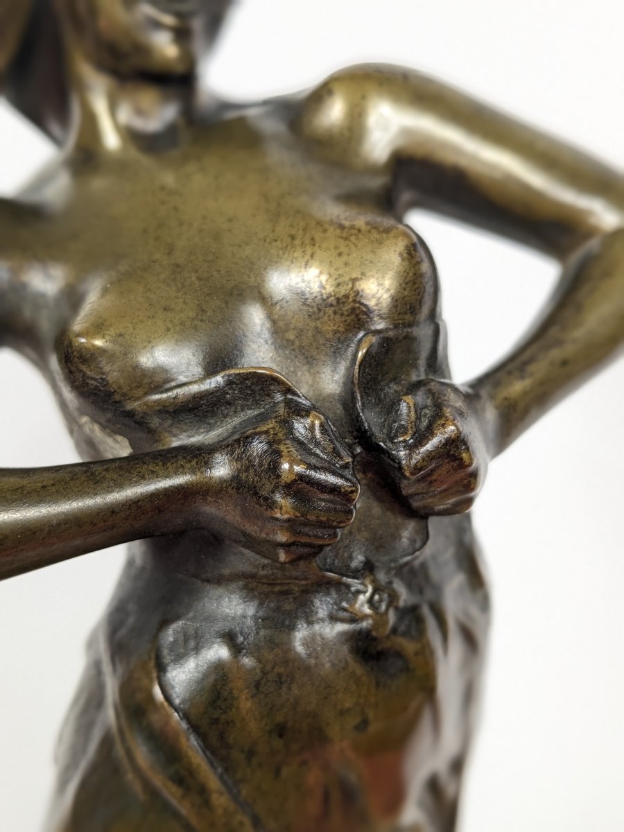 "the Little Giddygirl"—bronze By Fix-masseau (1869–1937), Circa 1900.-photo-3