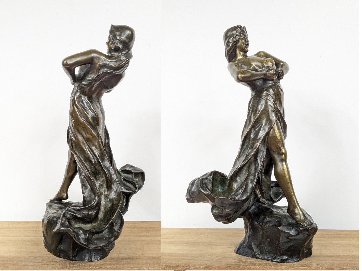 "the Little Giddygirl"—bronze By Fix-masseau (1869–1937), Circa 1900.-photo-4
