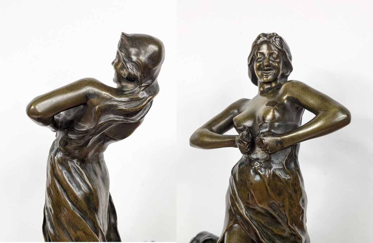 "the Little Giddygirl"—bronze By Fix-masseau (1869–1937), Circa 1900.-photo-6