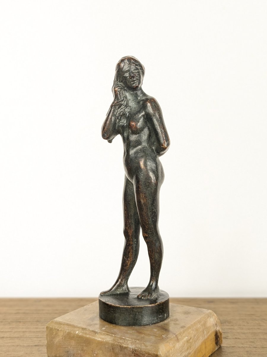 Nu féminin - miniature en bronze, fin du XIXe siècle-photo-1