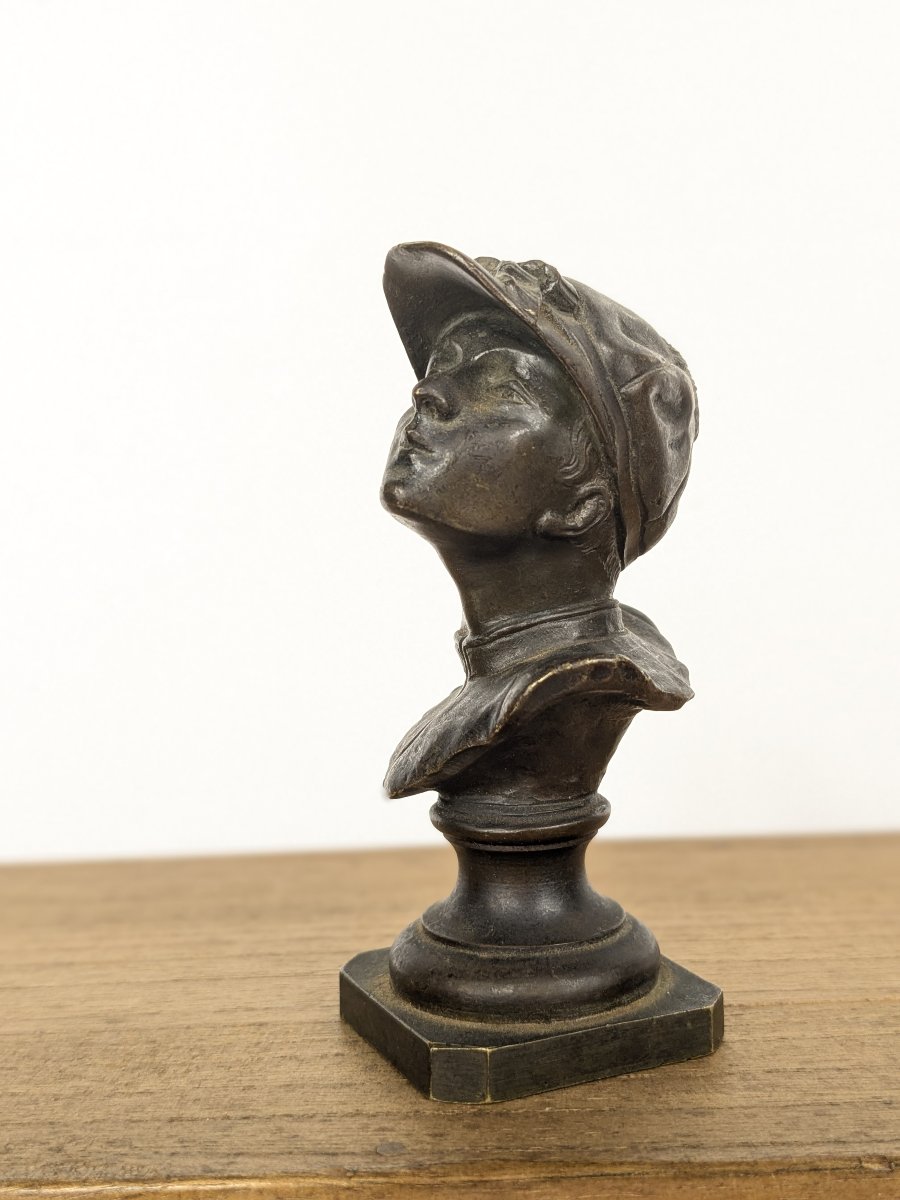 Le Jockey, buste miniature en bronze, vers 1880-1900-photo-2