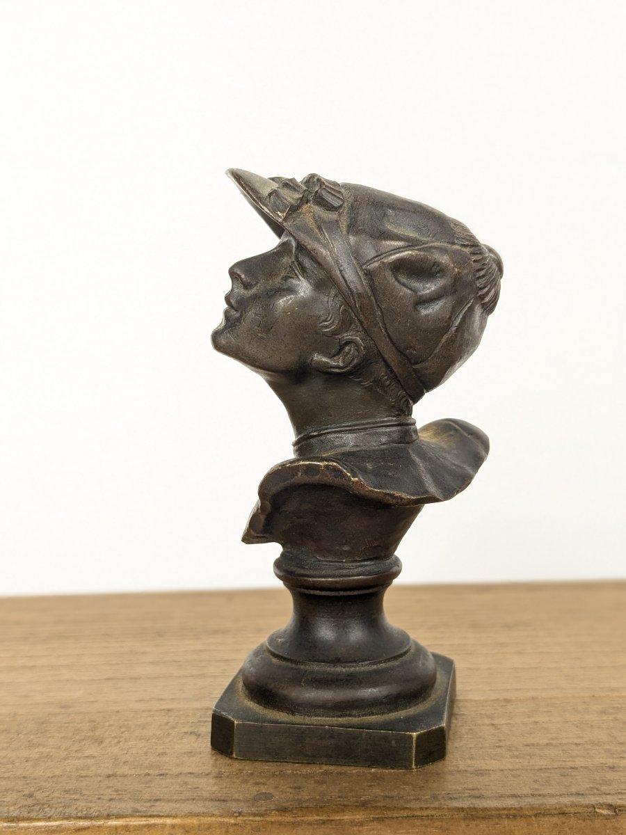 Le Jockey, buste miniature en bronze, vers 1880-1900-photo-3