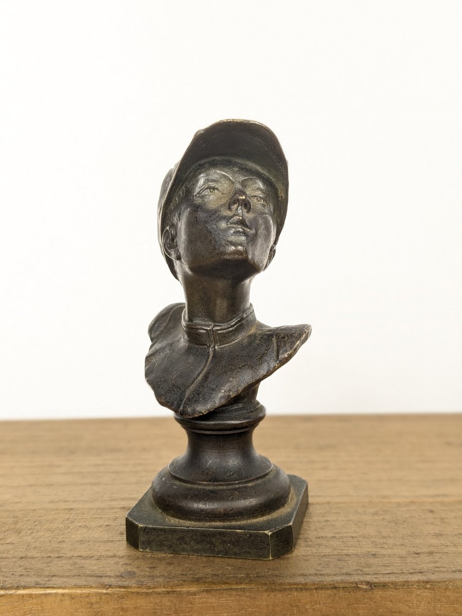 Le Jockey, buste miniature en bronze, vers 1880-1900-photo-1