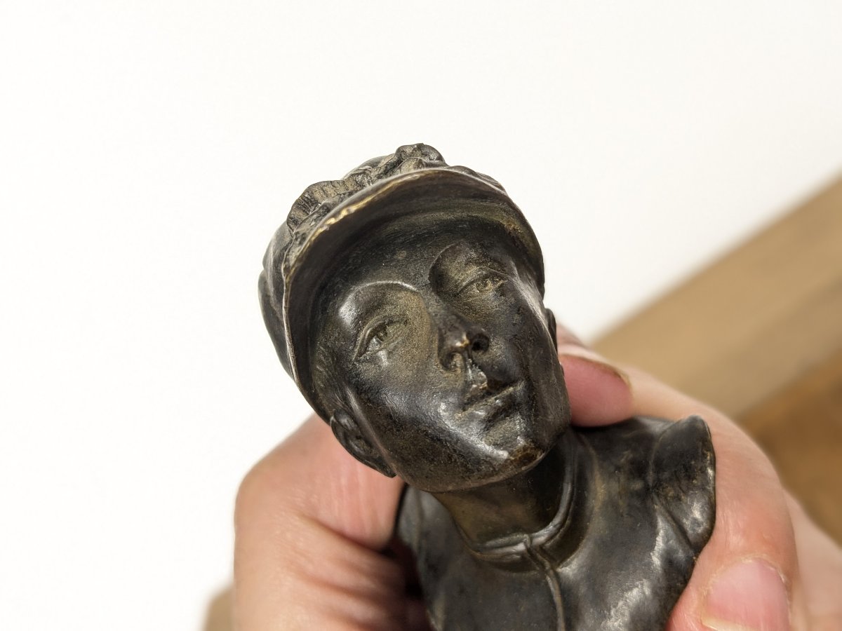 Le Jockey, buste miniature en bronze, vers 1880-1900-photo-2