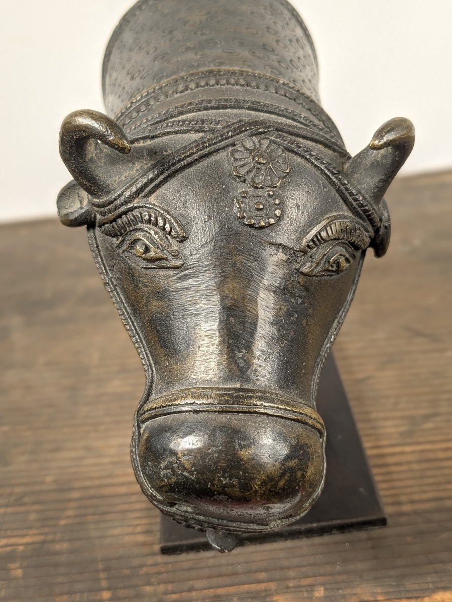 Protomé  de Nandi - bronze, Inde, XIXe siècle-photo-2