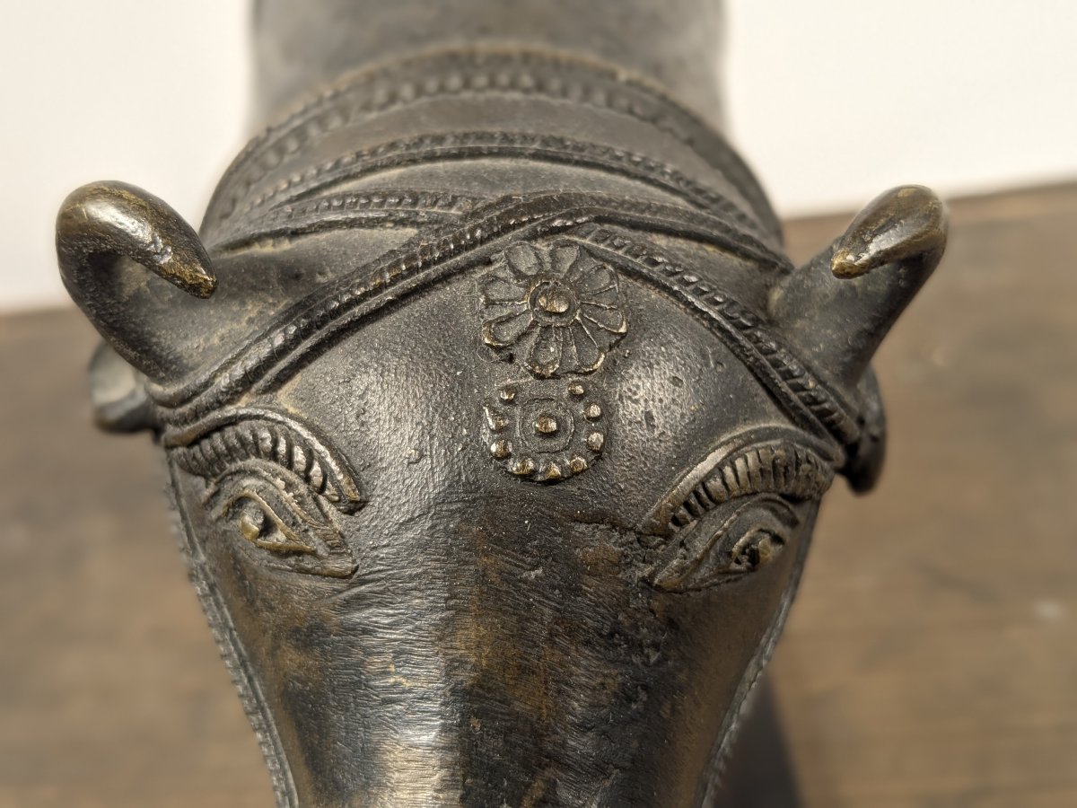 Protomé  de Nandi - bronze, Inde, XIXe siècle-photo-3