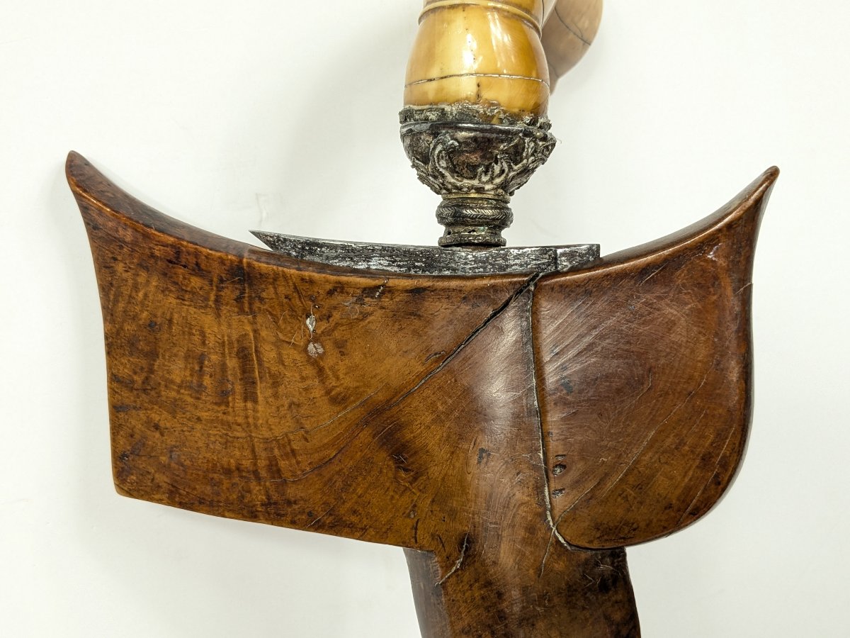 Keris With A Straight Blade And Carved Hilt, Indonesia, 19th Century-photo-3