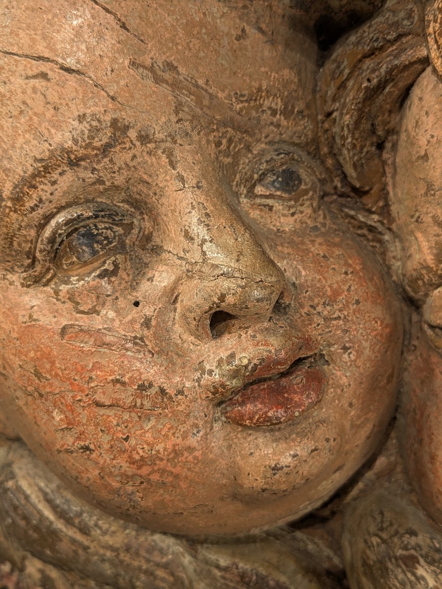 Deux chérubins ailés, bois polychrome, France, milieu du XVIIIᵉ siècle.-photo-7