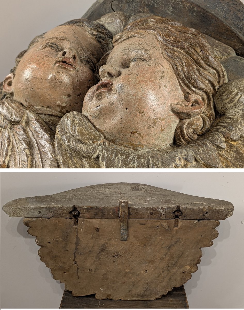 Deux chérubins ailés, bois polychrome, France, milieu du XVIIIᵉ siècle.-photo-8