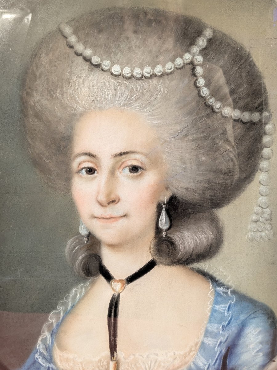 Jean-Baptiste Auclerc-Descottes, médecin du Comte d’Artois, et son épouse. Pastels 1782.-photo-1