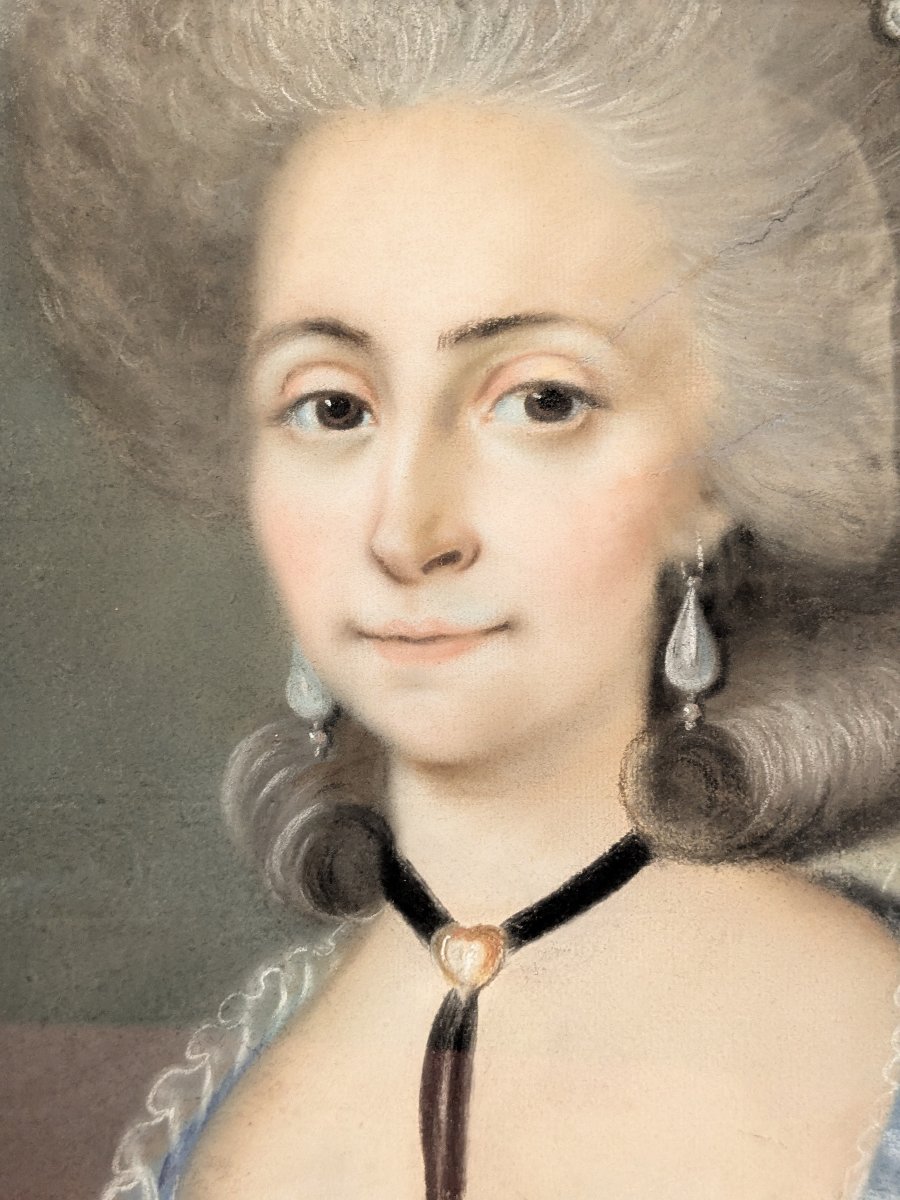 Jean-Baptiste Auclerc-Descottes, médecin du Comte d’Artois, et son épouse. Pastels 1782.-photo-4