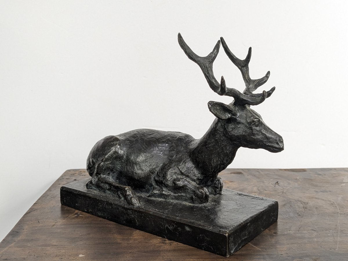 Reclining Stag, Bronze — Mario Busato, Circa 1950–60-photo-1