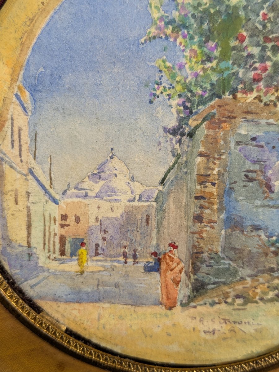 Vue d’Afrique du Nord — aquarelle miniature - Paolo Antoine Simoni 1882-1960-photo-3