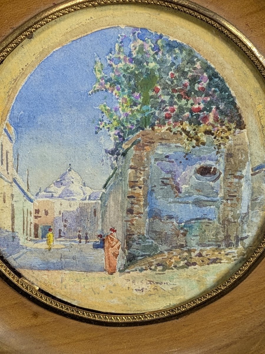 Vue d’Afrique du Nord — aquarelle miniature - Paolo Antoine Simoni 1882-1960-photo-3