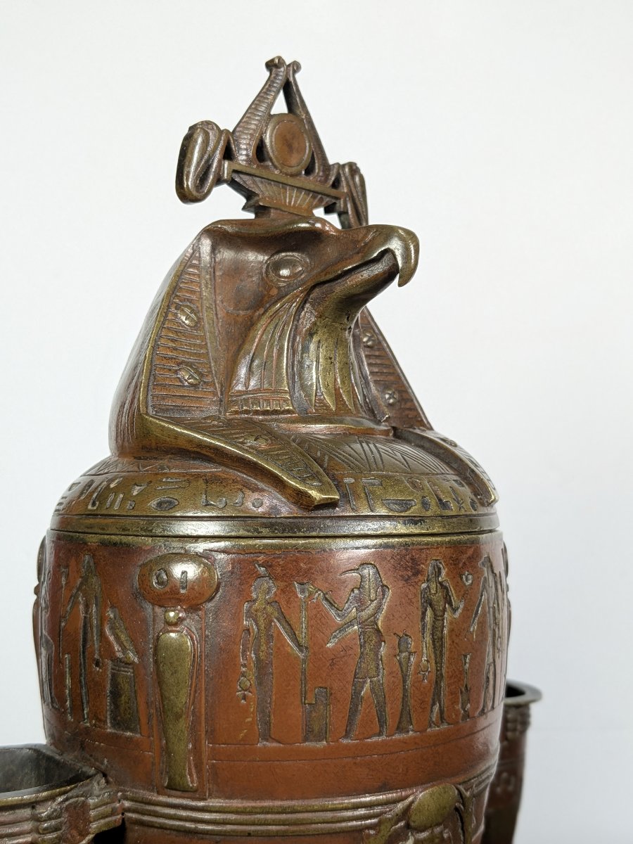 Pot à tabac égyptomane en bronze patiné – circa 1850-80-photo-7