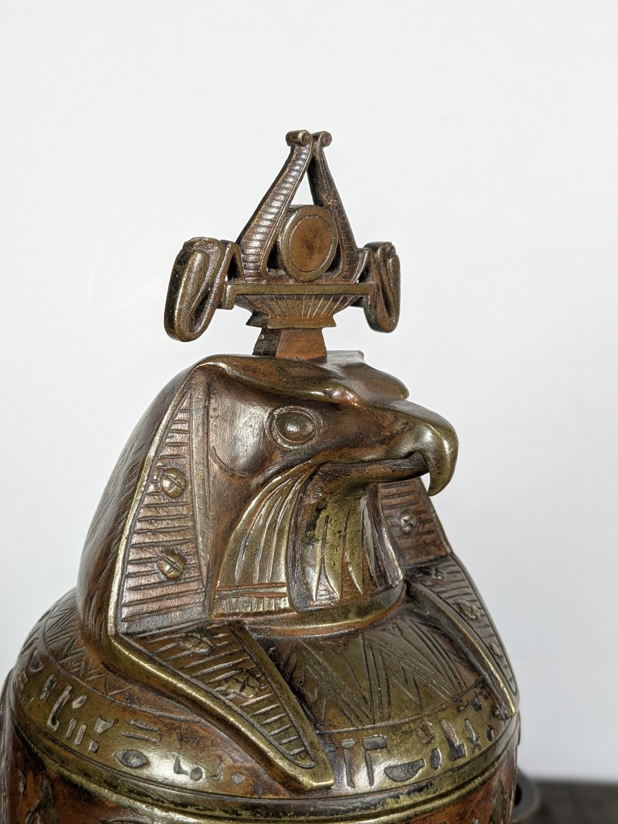 Pot à tabac égyptomane en bronze patiné – circa 1850-80-photo-8