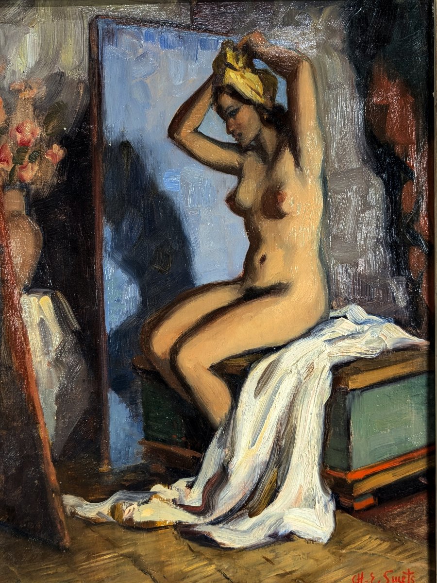 Nu au turban huile sur toile – circa 1930-50 - Charles Ernest Smets (1909 -1987)-photo-5