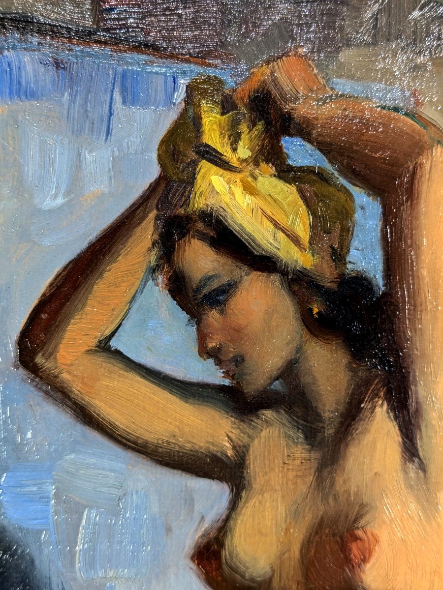Nu au turban huile sur toile – circa 1930-50 - Charles Ernest Smets (1909 -1987)-photo-3
