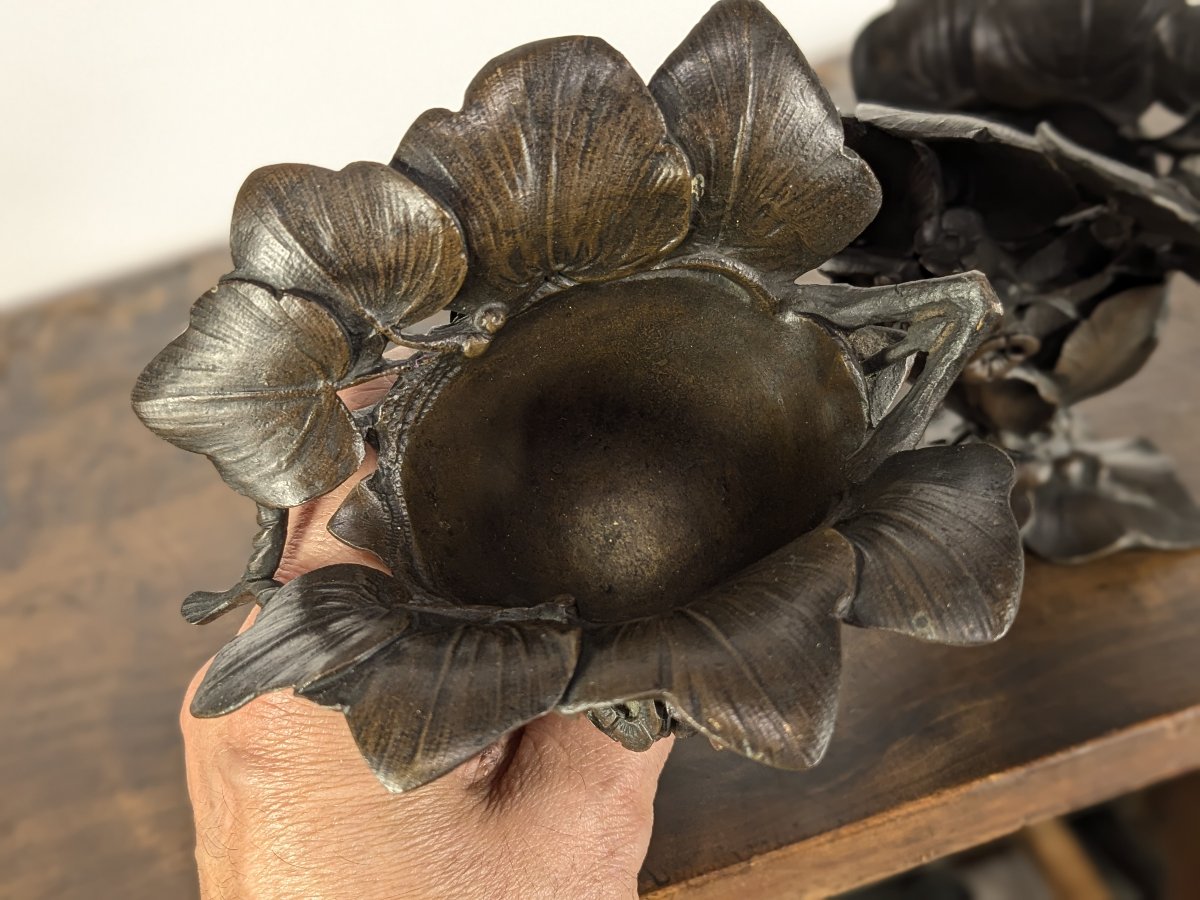 deux volubilis – bronze Art Nouveau circa 1900-photo-2