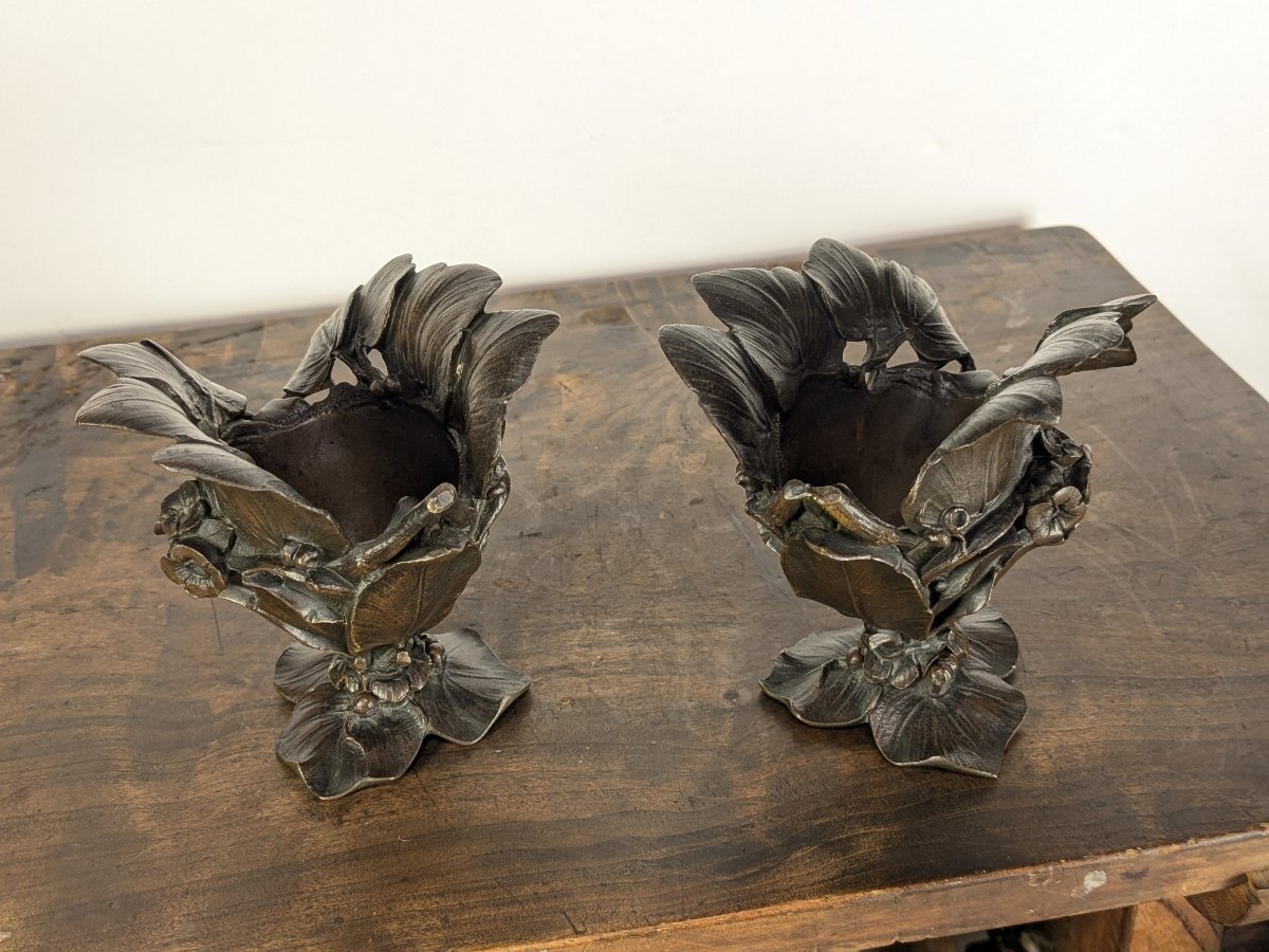 deux volubilis – bronze Art Nouveau circa 1900-photo-3