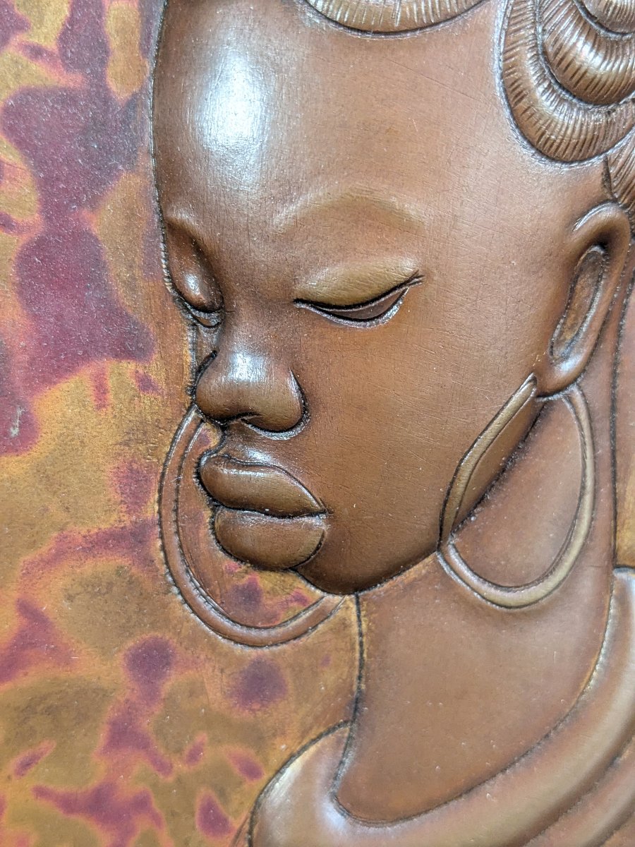 deux beautés africaines – cuivre repoussé circa 1950-70-photo-4