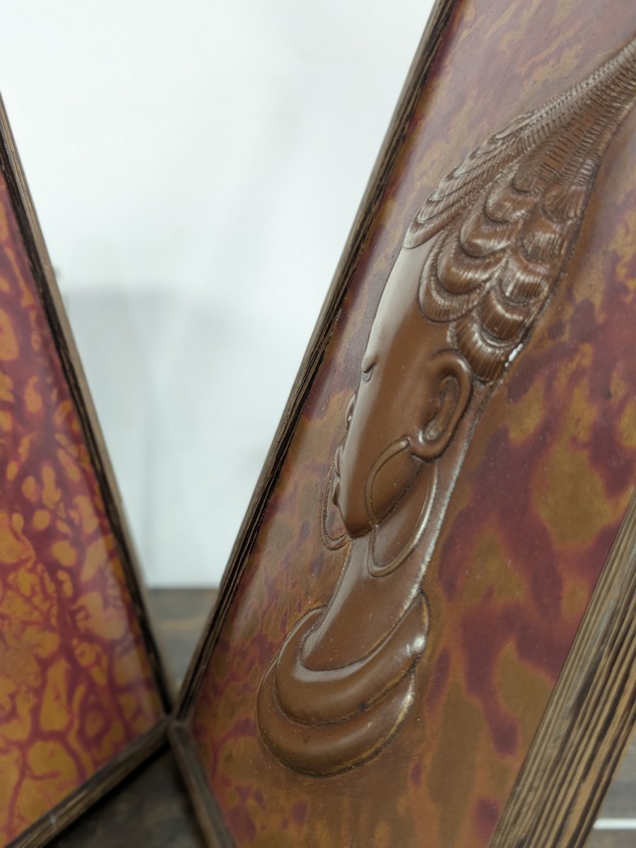 deux beautés africaines – cuivre repoussé circa 1950-70-photo-5