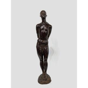 Young Naked Man, Bronze By Tadao Koga Circa 1950-60 - Japan