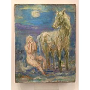 The Horse - Oil On Canvas 1973 - Sadato Araki 1922-91 Japan