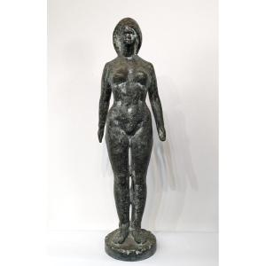 Large Cast Iron Nude - Sculptor Negitarō Saegusa - Circa 1930-45