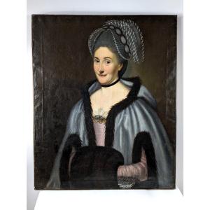 Portrait Of Mme Chaucheprat, Auvergne Dated 1741 - Signed "hubart Pinxit"