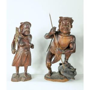 Deux personnages Karen. Birmanie vers 1900