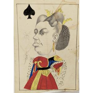 La reine de pique - dans le gout de Lewis Caroll - caricature circa 1960 - 
