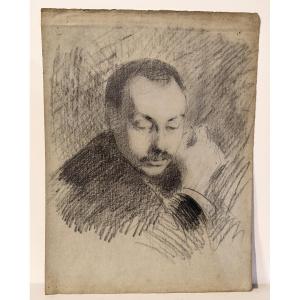 Portrait d'homme, circa 1880-1900 - pierre noire - n°1