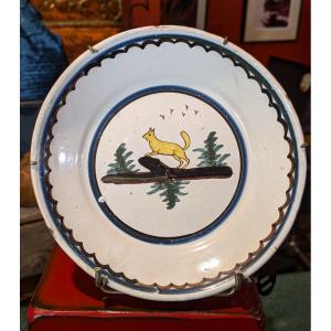 Assiette début XIXe- le renard jaune - Nevers ?