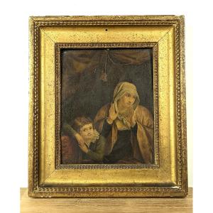 The Adoration - Oil On Wood, 18th Century 