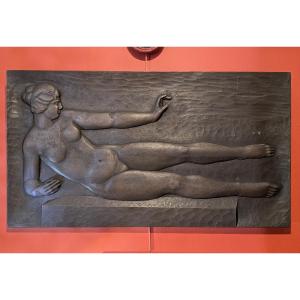 Nu allongé - bois taille directe, dans le goût de Maillol - circa 1950-60 #91