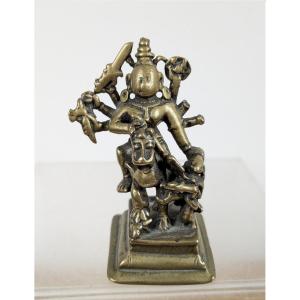 Vishnu On A Chimera, Defeating An Enemy—bronze, India, 18th Century Or Earlier