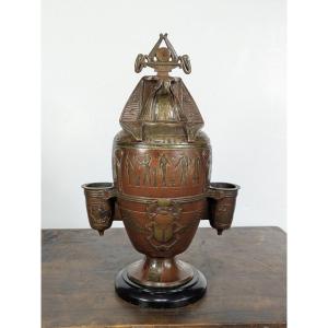Egyptomania Tobacco Jar In Patinated Bronze – Circa 1850–80