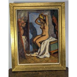 Nude In A Turban, Oil On Canvas – Circa 1930–50 – Charles Ernest Smets (1909–1987)