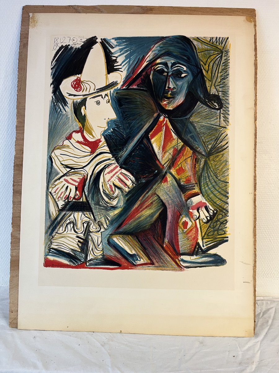 Pierrot And Arlequin, Picasso, 1970-photo-6
