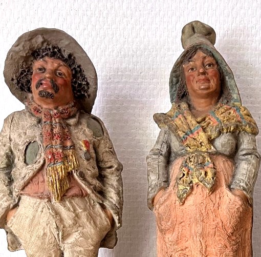PAIRE DE TERRE CUITE / COUPLE DE BRETAGNE XIX ème-photo-2