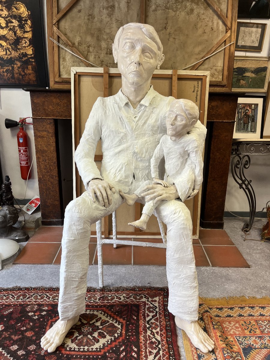 Importante sculpture : Père et fils-photo-2